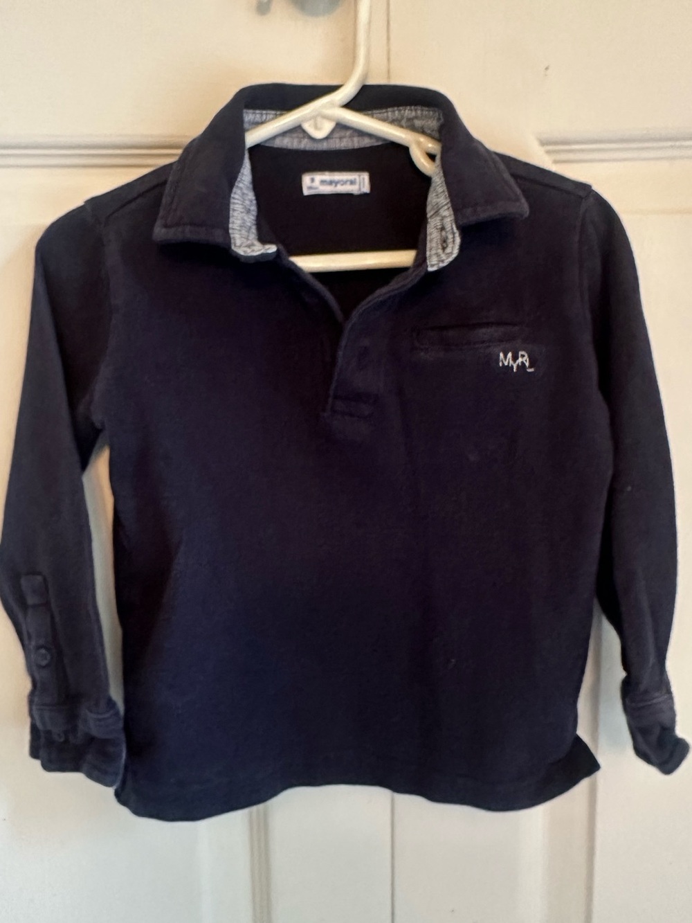 Mayoral Navy Long Sleeve Polo Shirt for Kids
